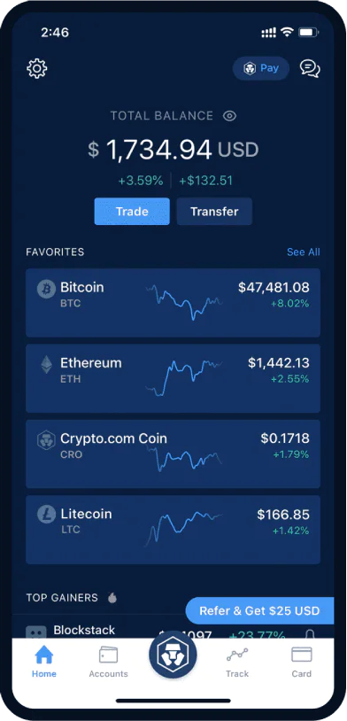 Crypto.com dashboard showing an account balance. Crypto.com dashboard showing an account balance.
