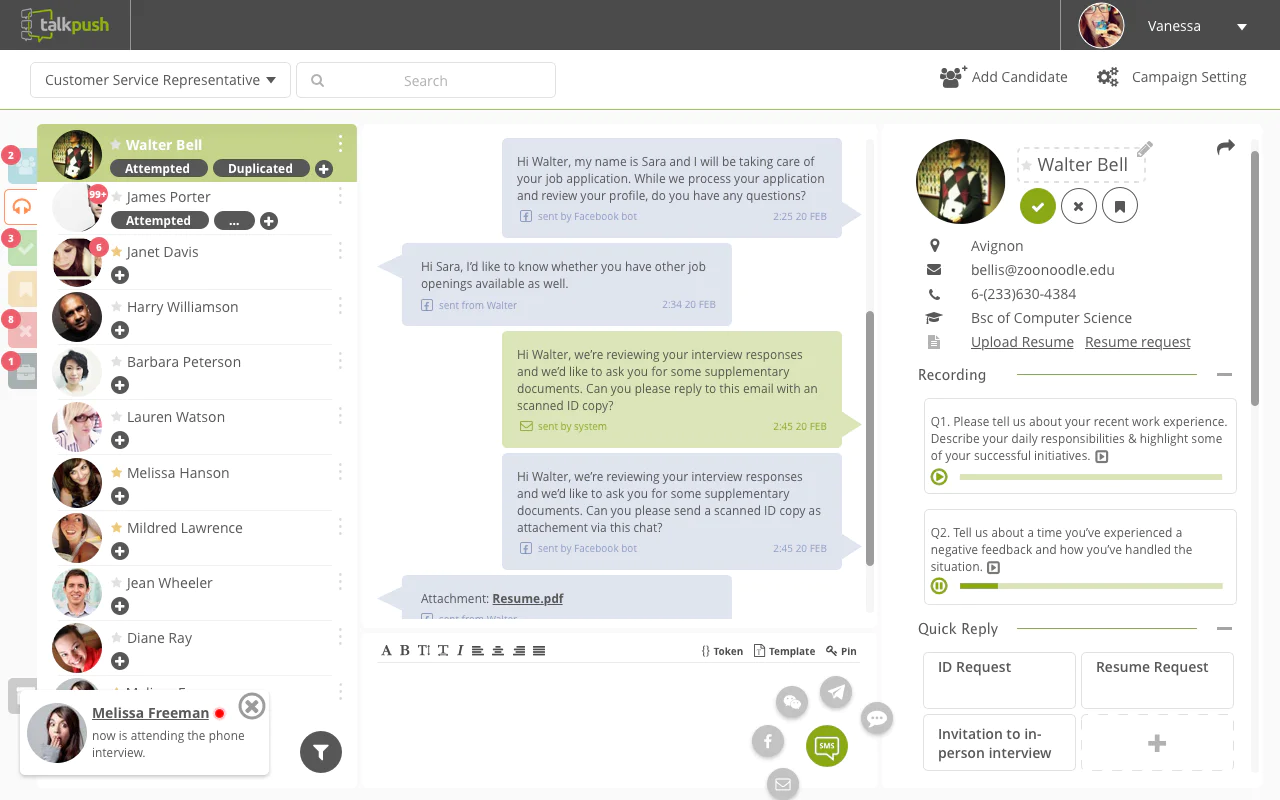Talkpush new UI Talkpush new UI